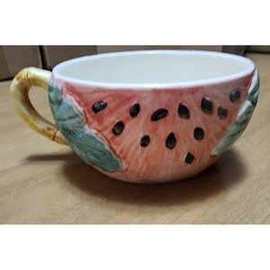 Large Watermelon Cup Fg Portugal Hand Painted Ceramic